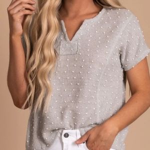 NWT Blu Pepper Short Sleeve Dotted Knit Top Size S